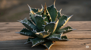 多くの人気品種の元となったとされる、原種のアガベ・チタノタ（オテロイ）。幅広の葉と力強い鋸歯が、これから紹介する多様なコレクションの基本形であることを示している。