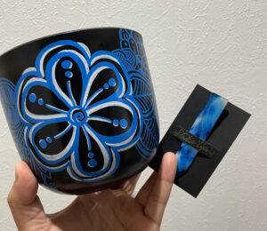 S Gardenの青色のリメイク鉢